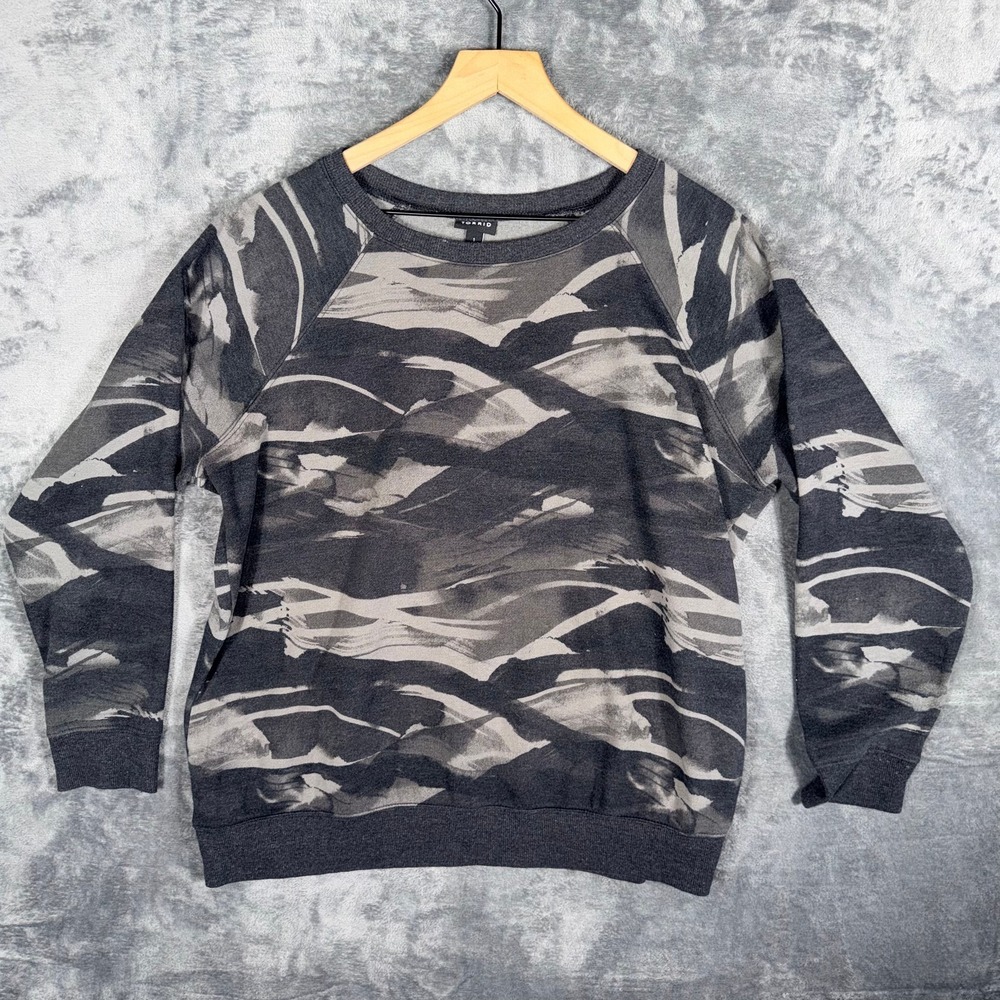 Torrid Womens Sweatshirt Pullover Size 1X Gray Black‎ Abstract Print Fleece